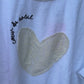Yippie Hippie Damen T-Shirt Weiß – Frottee Shirt mit Herz, locker geschnitten