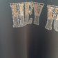 Leichter Damen Sweater aus Viskose – Oversize Pullover mit Glitzer-Schriftzug HEY YOU (38-42)