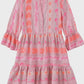 Boho Sommerkleid Damen Pink „Happy Day“ – Viskose Kleid mit 3/4-Ärmeln (Gr. 38-42)