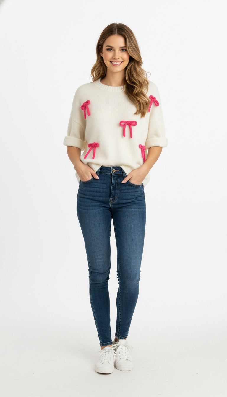 Pinker Schleifen Pullover