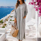 Women's Boho Casual Dress – Grey Sweatshirt Midi Dress (US 10-18)