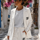 Luxus Damen Zweiteiler Weiß | Blazer & Hose mit Glitzerdetails | Boutique in Heaven (38–42)