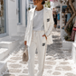 Luxus Damen Zweiteiler Weiß | Blazer & Hose mit Glitzerdetails | Boutique in Heaven (38–42)