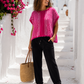 Yippie Hippie Strickpullunder Damen Rosa – Kurzarm Strickweste Alpaka