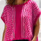 Yippie Hippie Strickpullunder Damen Rosa – Kurzarm Strickweste Alpaka